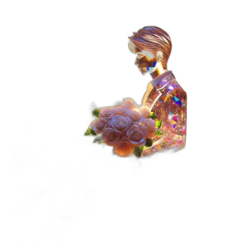 jewelry, crown, staff, dragon, 3d render, underwater, two, glass transparent PNG cut-out