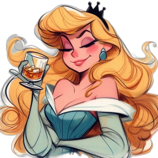 crown, watercolor, cartoon, concept art, fantasy art, golden, princess-themed, character transparent PNG cut-out