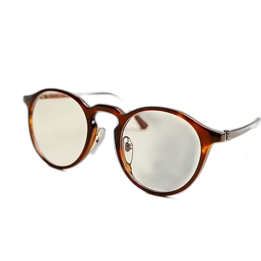 pair, round, brown-framed, glasses, visible, temple, tip, right transparent PNG cut-out