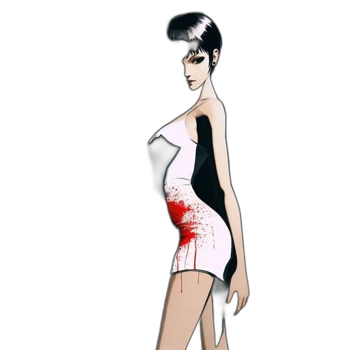 dress, concept art, cartoon, comic book art, anime, animated, female, character transparent PNG cut-out