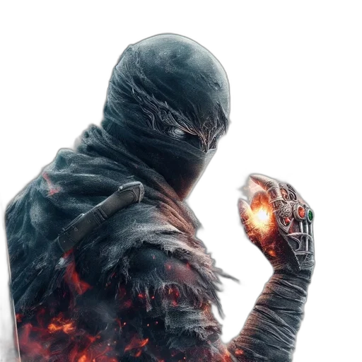 mask, weapon, sword, jacket, concept art, fantasy art, comic book art, photorealistic transparent PNG cut-out