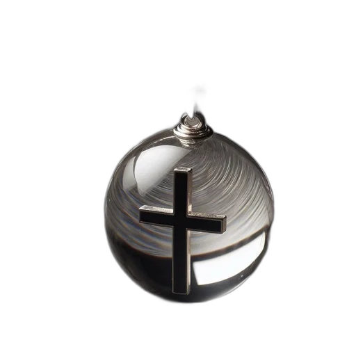 jewelry, crown, 3d render, pendant, cross, glass, sphere, rests transparent PNG cut-out