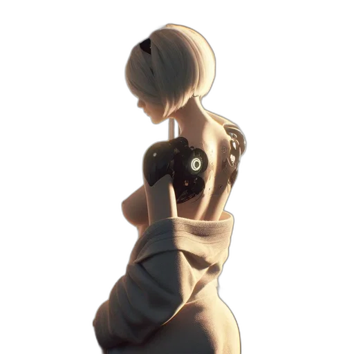 dress, robot, jewelry, face, concept art, fantasy art, photorealistic, anime transparent PNG cut-out