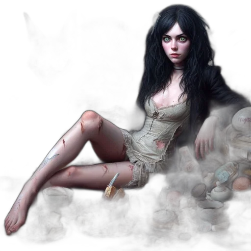 dress, fantasy art, concept art, photorealistic, comic book art, fog, fire, outer space transparent PNG cut-out