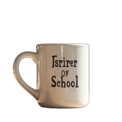 3d render, photorealistic, text, school, secretaries, inspire, mug transparent PNG cut-out