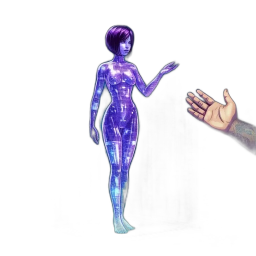 robot, dress, staff, concept art, 3d render, fantasy art, cyberpunk, outer space transparent PNG cut-out