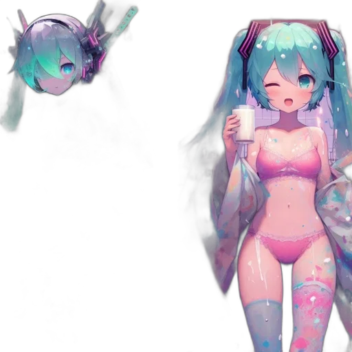 creature, mask, robot, dress, concept art, vaporwave, 3d render, pixel art transparent PNG cut-out
