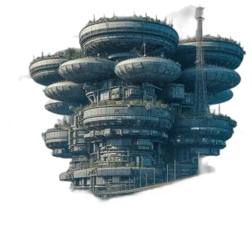 building, robot, weapon, hat, concept art, 3d render, cyberpunk, pixel art transparent PNG cut-out