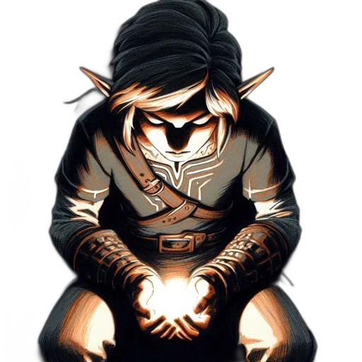 jacket, mask, staff, creature, concept art, comic book art, fantasy art, pixel art transparent PNG cut-out