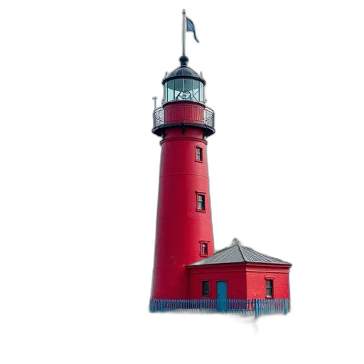 building, staff, umbrella, 3d render, photorealistic, concept art, pixel art, red transparent PNG cut-out