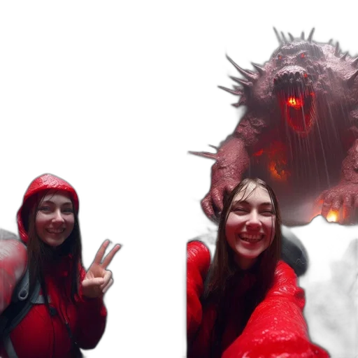 creature, dragon, mask, concept art, 3d render, outer space, fire, red transparent PNG cut-out