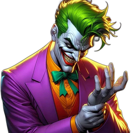 face, mask, comic book art, concept art, cartoon, joker, his, signature transparent PNG cut-out
