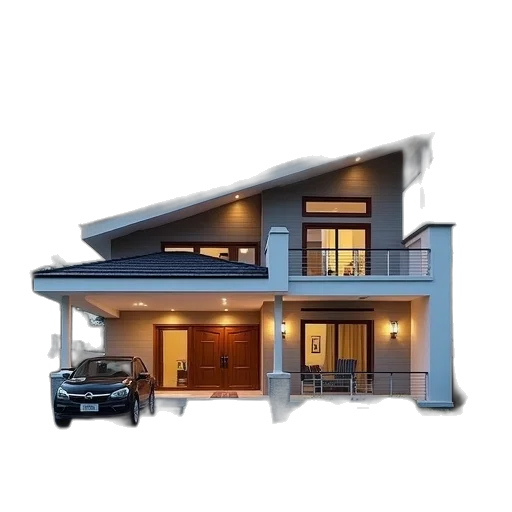 building, car, 3d render, photorealistic transparent PNG cut-out
