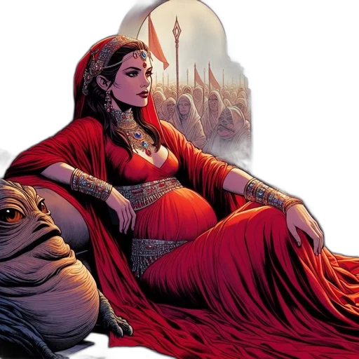 comic book art, concept art, fantasy art, red, royal, figure, richly, attired transparent PNG cut-out