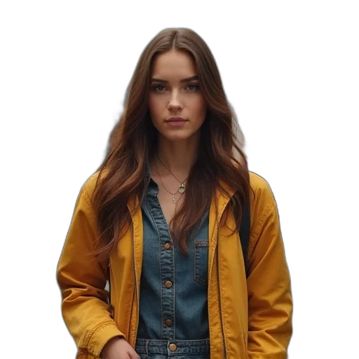 jacket, dress, hair, face transparent PNG cut-out