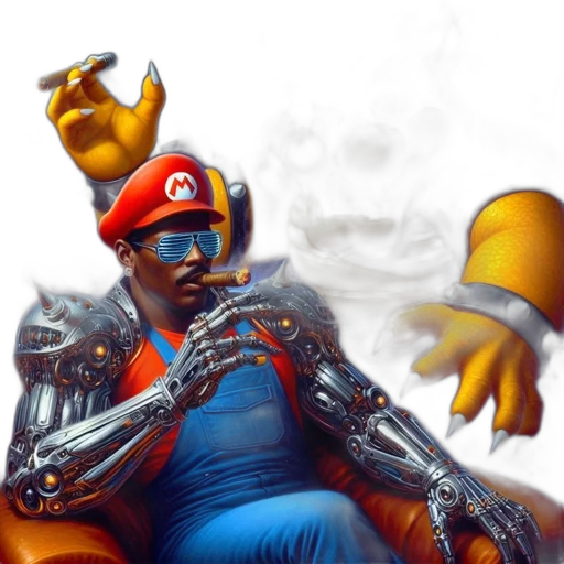concept art, fantasy art, comic book art, 3d render, mario, bowser, depicted, surreal transparent PNG cut-out