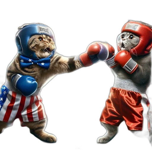 concept art, two, anthropomorphic, cats, usa, blue, red, engage transparent PNG cut-out