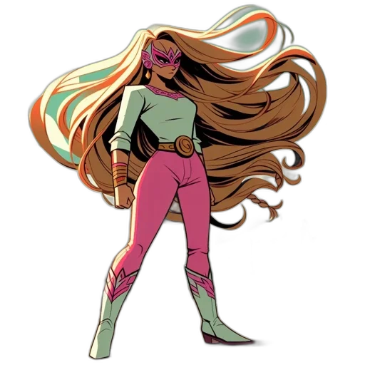 hair, comic book art, concept art, cartoon, pixel art, neon, green, pastel transparent PNG cut-out