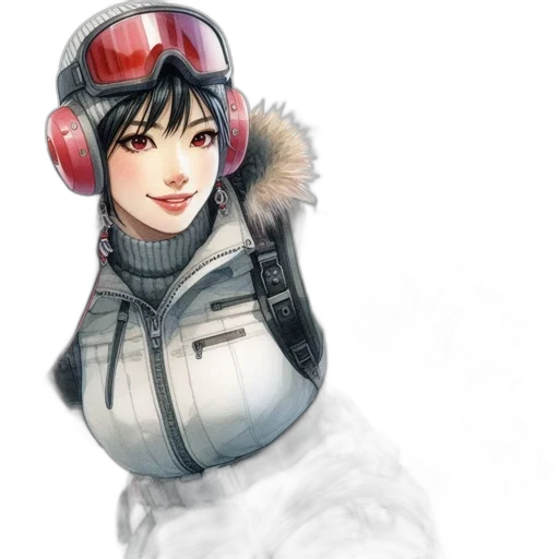 robot, jacket, face, concept art, photorealistic, watercolor, fantasy art, snow transparent PNG cut-out