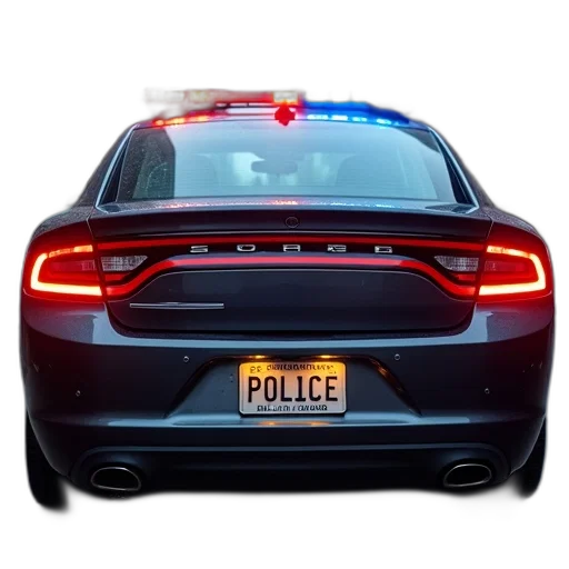 car, weapon, rear, police, visible, displaying, license, plate transparent PNG cut-out