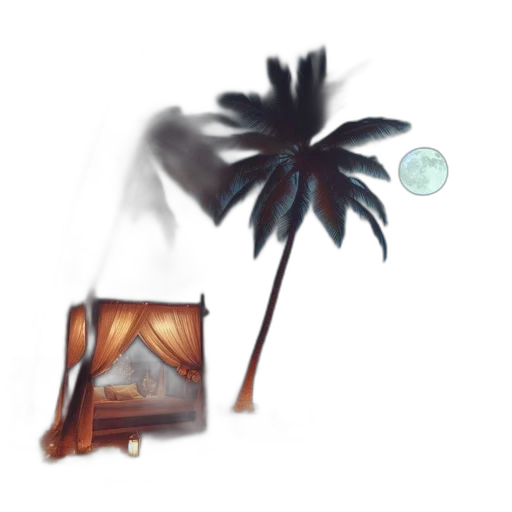 umbrella, furniture, hat, mask, concept art, photorealistic, 3d render, oil painting transparent PNG cut-out