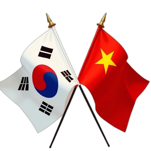 two, flag, flags, socialist, republics, korea, vietnam, crossed transparent PNG cut-out