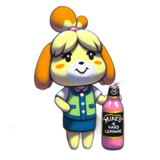 bottle, staff, animal, jacket, concept art, 3d render, pixel art, cartoon transparent PNG cut-out