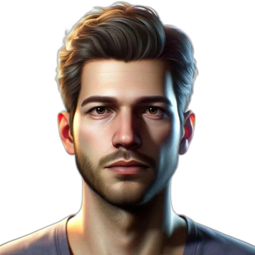 face, staff, hair, photorealistic, concept art, 3d render, fantasy art, close-up transparent PNG cut-out