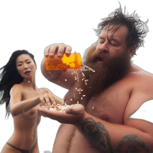 bottle, underwater, fire, two, people, stand, beside, body transparent PNG cut-out