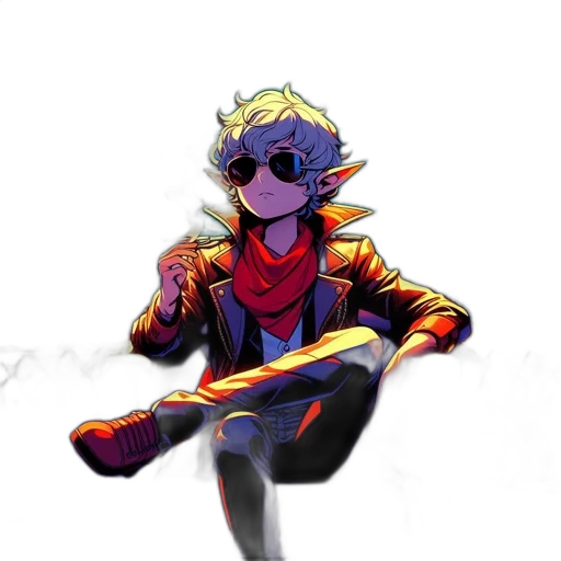 jacket, staff, mask, weapon, concept art, pixel art, cyberpunk, vaporwave transparent PNG cut-out