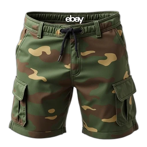 jacket, green, pair, camouflage, shorts, brown, pattern, featuring transparent PNG cut-out