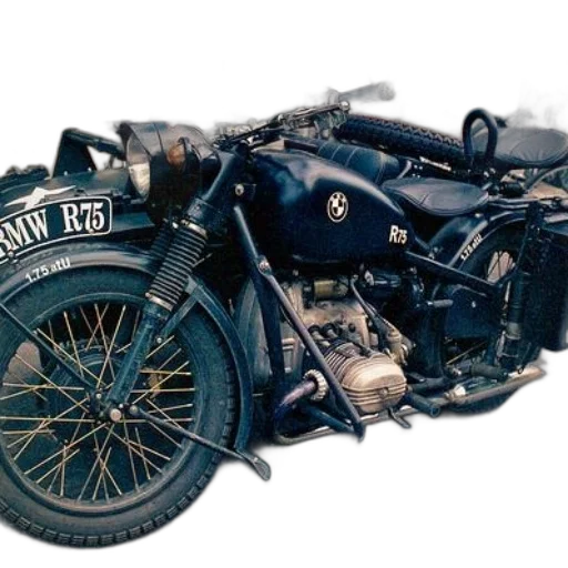 weapon, car, photorealistic, concept art, 3d render, vintage, bmw, r75 transparent PNG cut-out