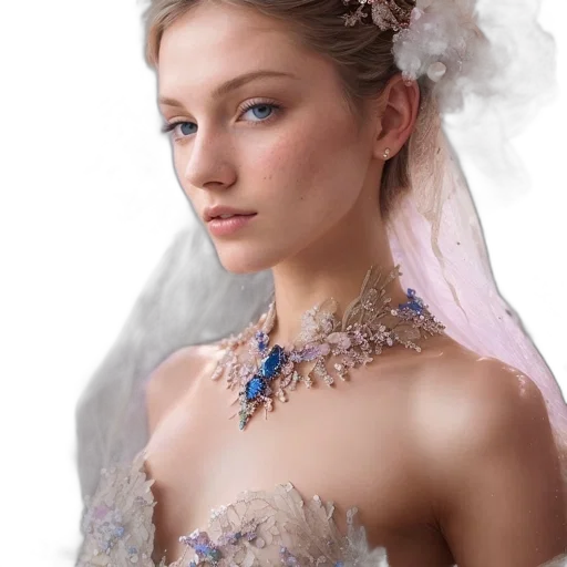 jewelry, crown, dress, face, photorealistic, fantasy art, oil painting, concept art transparent PNG cut-out