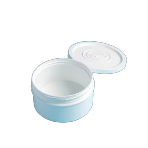 3d render, blue, white, plastic, container, lid, placed, surface transparent PNG cut-out