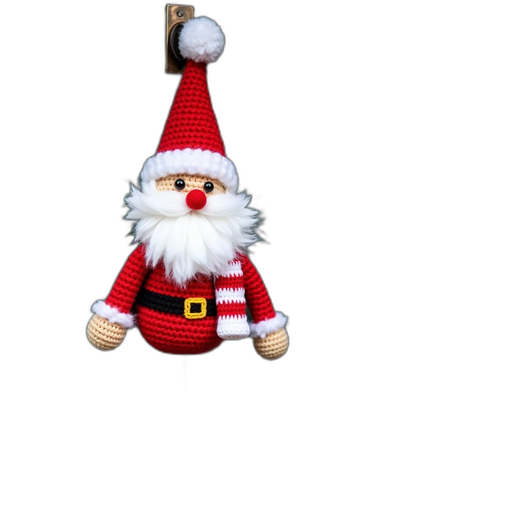 staff, hat, 3d render, photorealistic, crochet, santa, claus, decoration transparent PNG cut-out