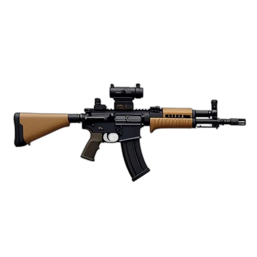 weapon, 3d render, detailed, illustration, modern, assault, rifle, black transparent PNG cut-out