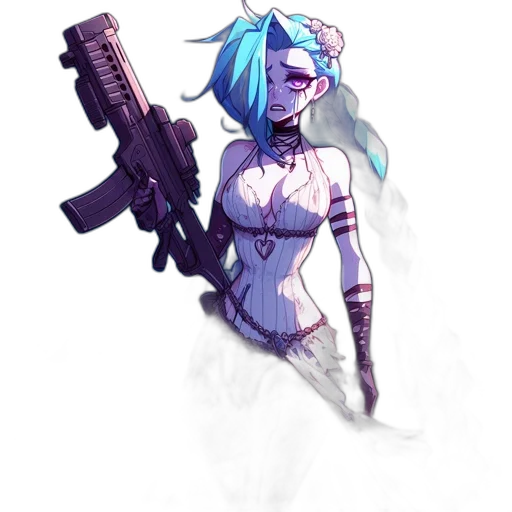 weapon, staff, robot, concept art, cyberpunk, pixel art, anime, blue transparent PNG cut-out