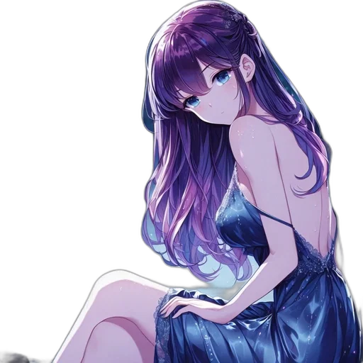 dress, crown, creature, hair, anime, pixel art, fantasy art, watercolor transparent PNG cut-out