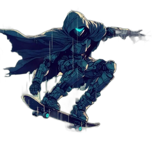 robot, weapon, sword, concept art, cyberpunk, pixel art, fantasy art, blue transparent PNG cut-out