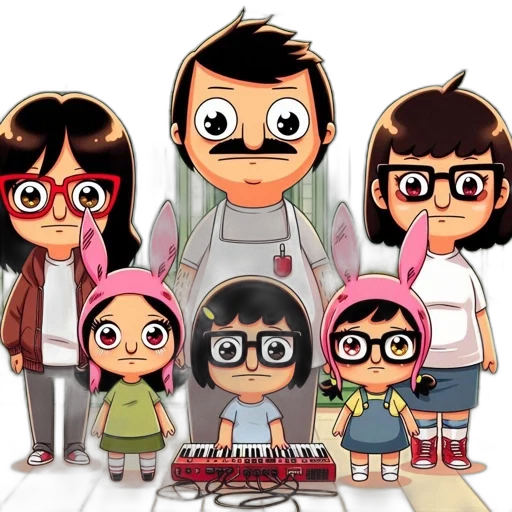 cartoon, concept art, 3d render, comic book art, five, animated, characters, unique transparent PNG cut-out