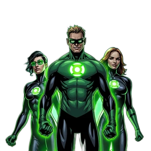 comic book art, concept art, 3d render, green, second, issue, lantern, blackest transparent PNG cut-out