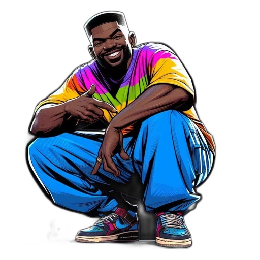cartoon, pixel art, concept art, comic book art, neon, man, striped, shirt transparent PNG cut-out