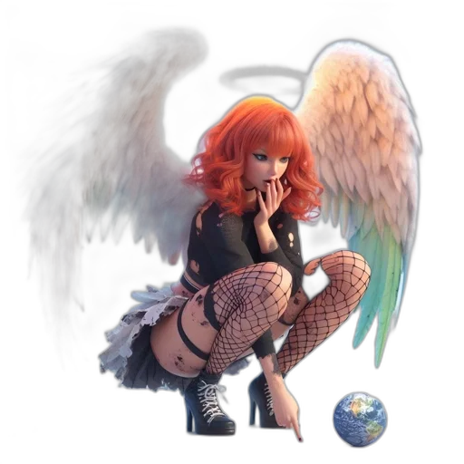 fantasy art, concept art, pixel art, comic book art, outer space, angelic, figure, characterized transparent PNG cut-out