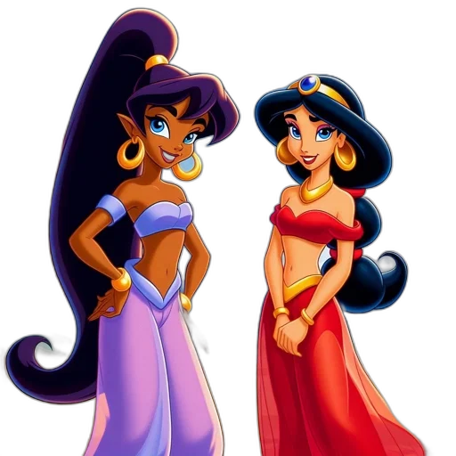 dress, jewelry, concept art, cartoon, underwater, two, female, characters transparent PNG cut-out
