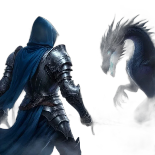 dragon, sword, fantasy art, concept art, comic book art, photorealistic, fire, fog transparent PNG cut-out