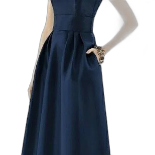 dress, 3d render, blue, dark, navy, sleeveless, pleated, bodice transparent PNG cut-out