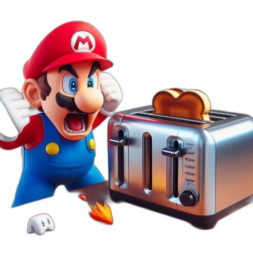 food, weapon, 3d render, concept art, photorealistic, mario, iconic, video transparent PNG cut-out