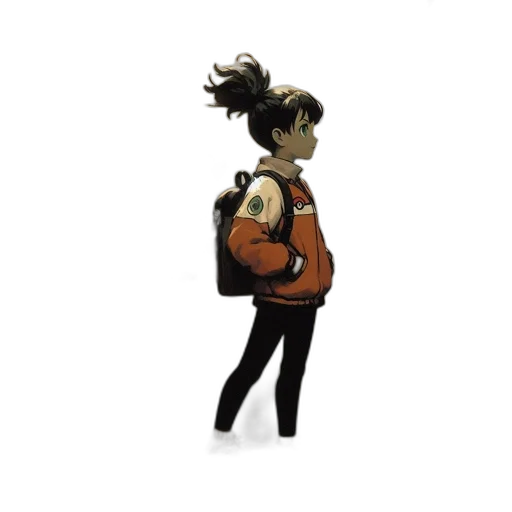 jacket, mask, staff, creature, concept art, 3d render, cartoon, pixel art transparent PNG cut-out