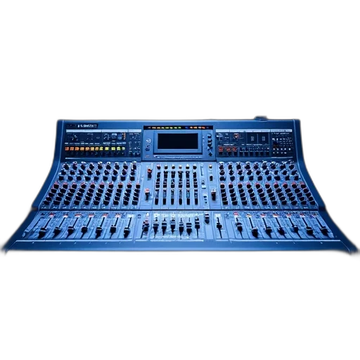 professional, audio, mixing, console, black, blue, color, scheme transparent PNG cut-out