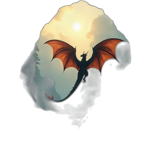 dragon, creature, mask, staff, concept art, fantasy art, pixel art, watercolor transparent PNG cut-out